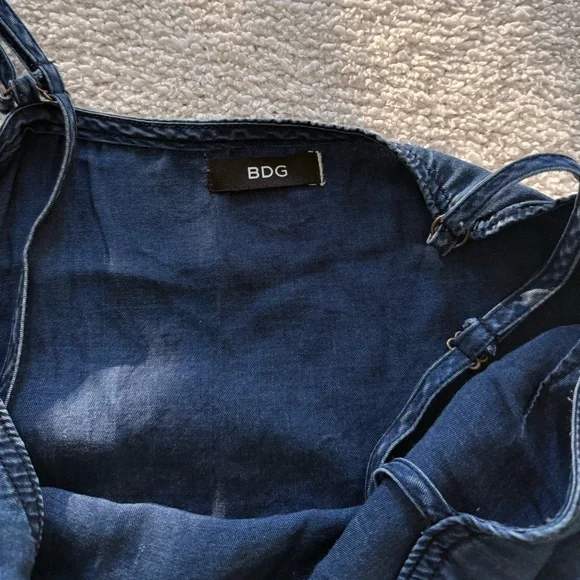 BDG Dark Blue Denim Spaghetti Straps Sleeveless Mini Dress Size Small - Picture 4 of 6